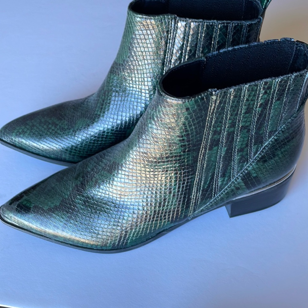 Marc Fisher Green Snakeskin Booties- Brand New